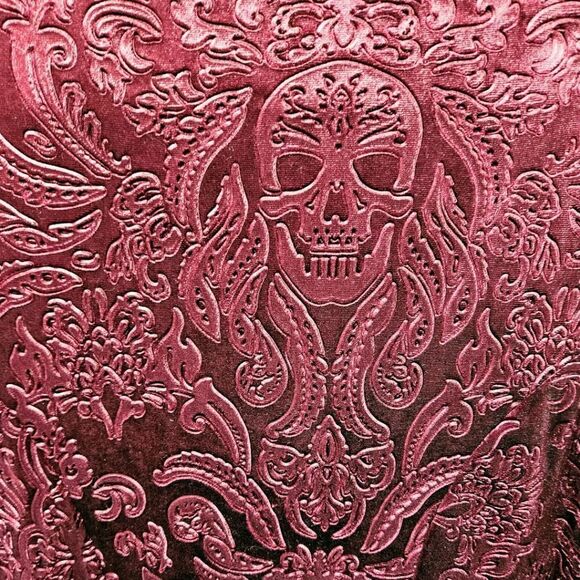 TORRID EMBOSSED Skull Velvet Baroque Sweetheart Neckline WITCHYCORE Dress M/L - Picture 5 of 14